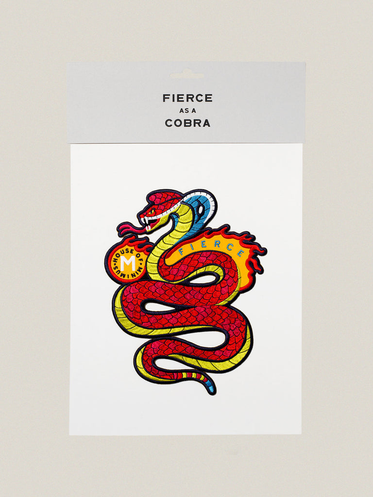 Large iron-on embroidered badge: Fierce Cobra