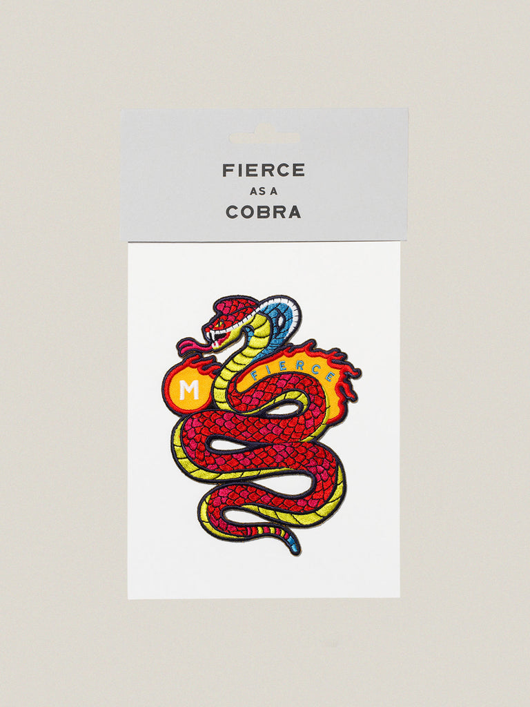 Small Iron-on Embroidered Badge: Fierce Cobra