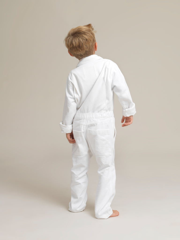 Kids's White Twill Boilersuit