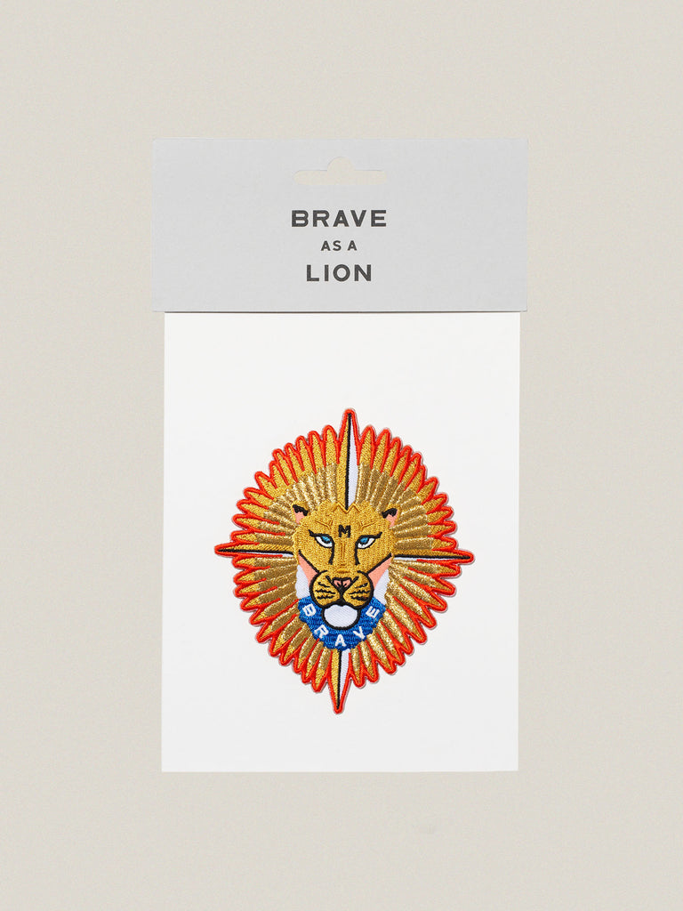 Small iron-on embroidered badge: Brave Lion