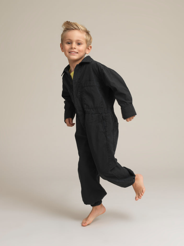 Toddlers' Black Shirtweight Boilersuit