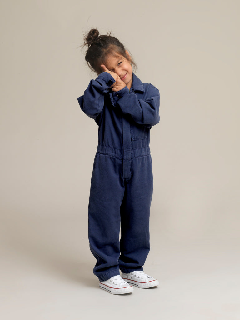 Toddlers' Blue Twill Boilersuit