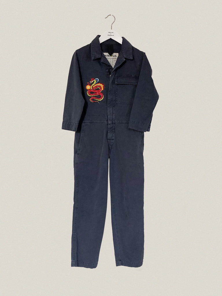 Pre-Loved Blue Twill Boilersuit Age 5-7 with badges