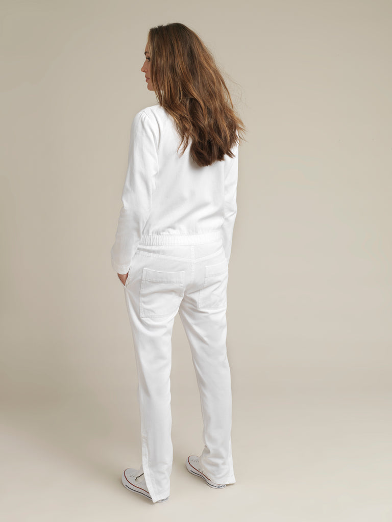 Women's White Twill Boilersuit